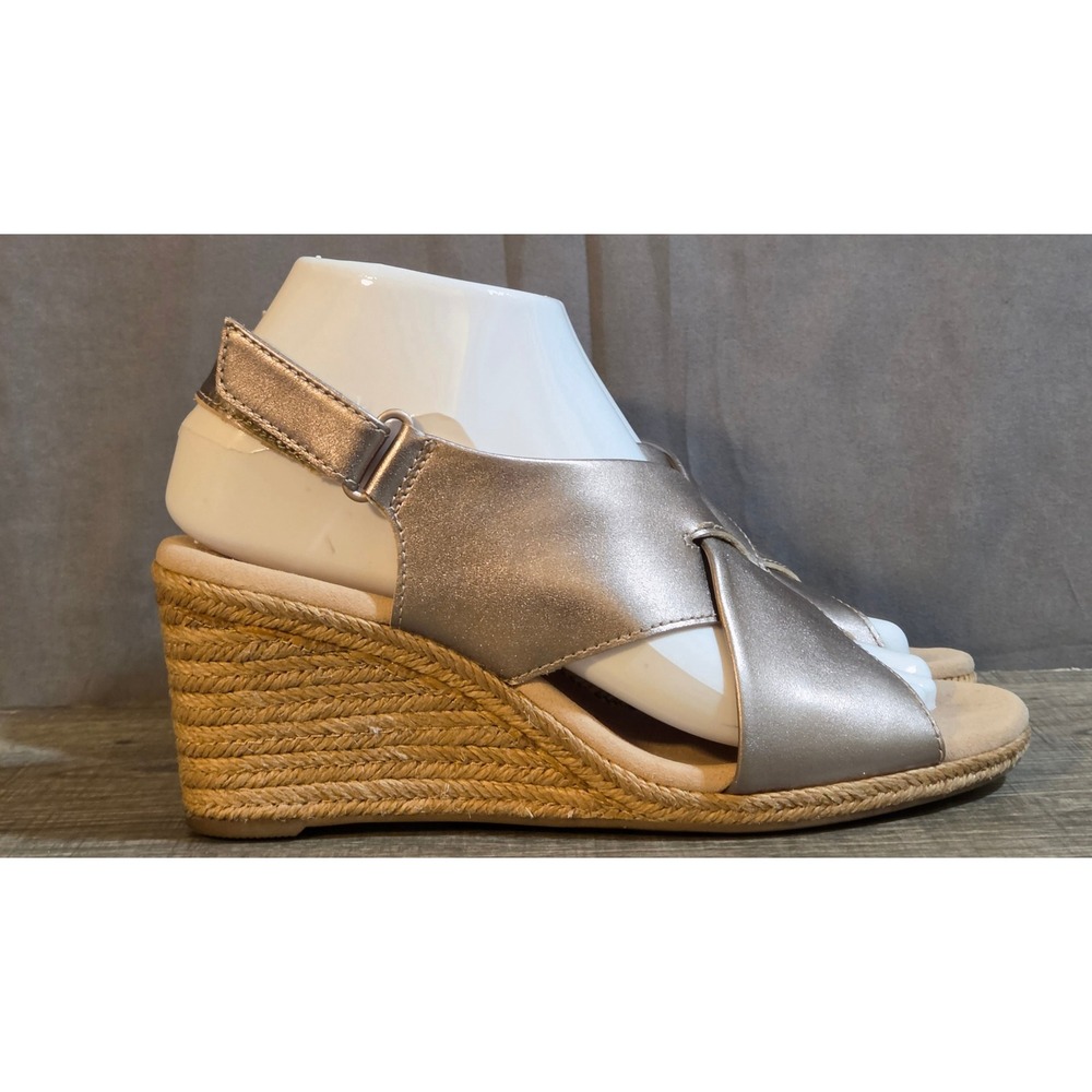 Clarks Lafley Alaine Espadrille Sandals Women's Size 7.5 Silver